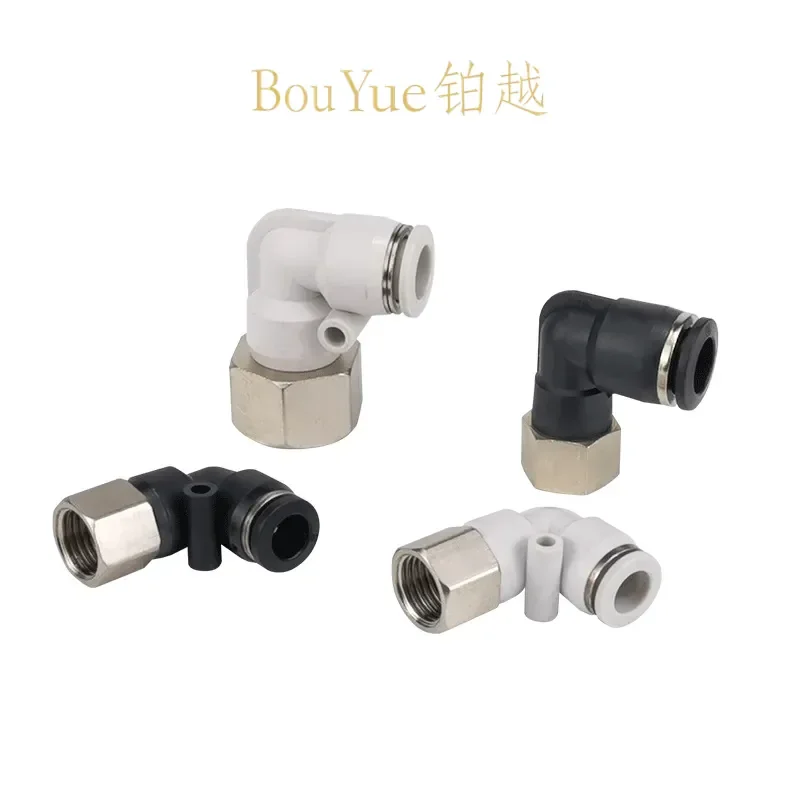 for PLF6-01/8-02 Pneumatic Quick Connector 90 Degree Internal Thread Elbow L Type Right Angle Black White Air Fitting