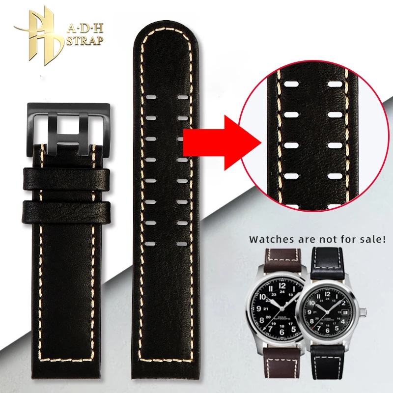 

Fit for Hamilton Khaki Field Navy Aviation Jazz H70625533 H70505733 Cow Leather Watchband Equal Width 22mm 20mm Strap Men