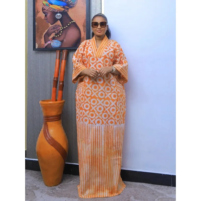 

African Plus Size Dresses for Women 2025 Spring Autumn African V-neck Half Sleeve Wedding Party Evening Long Dress Robes Gowns