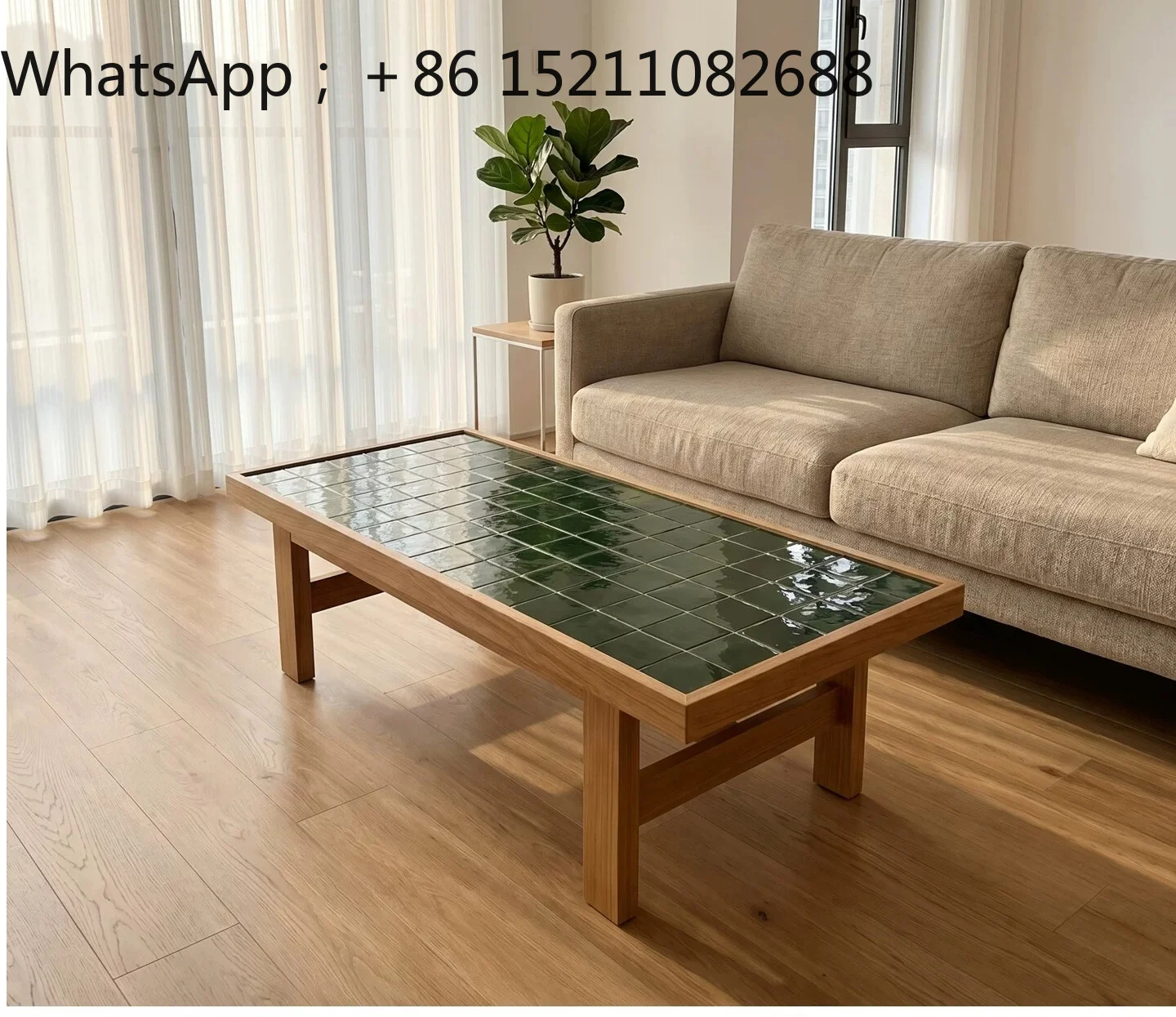 LLY creative antique tile coffee table small apartment living room home with the same long table light luxury dining table