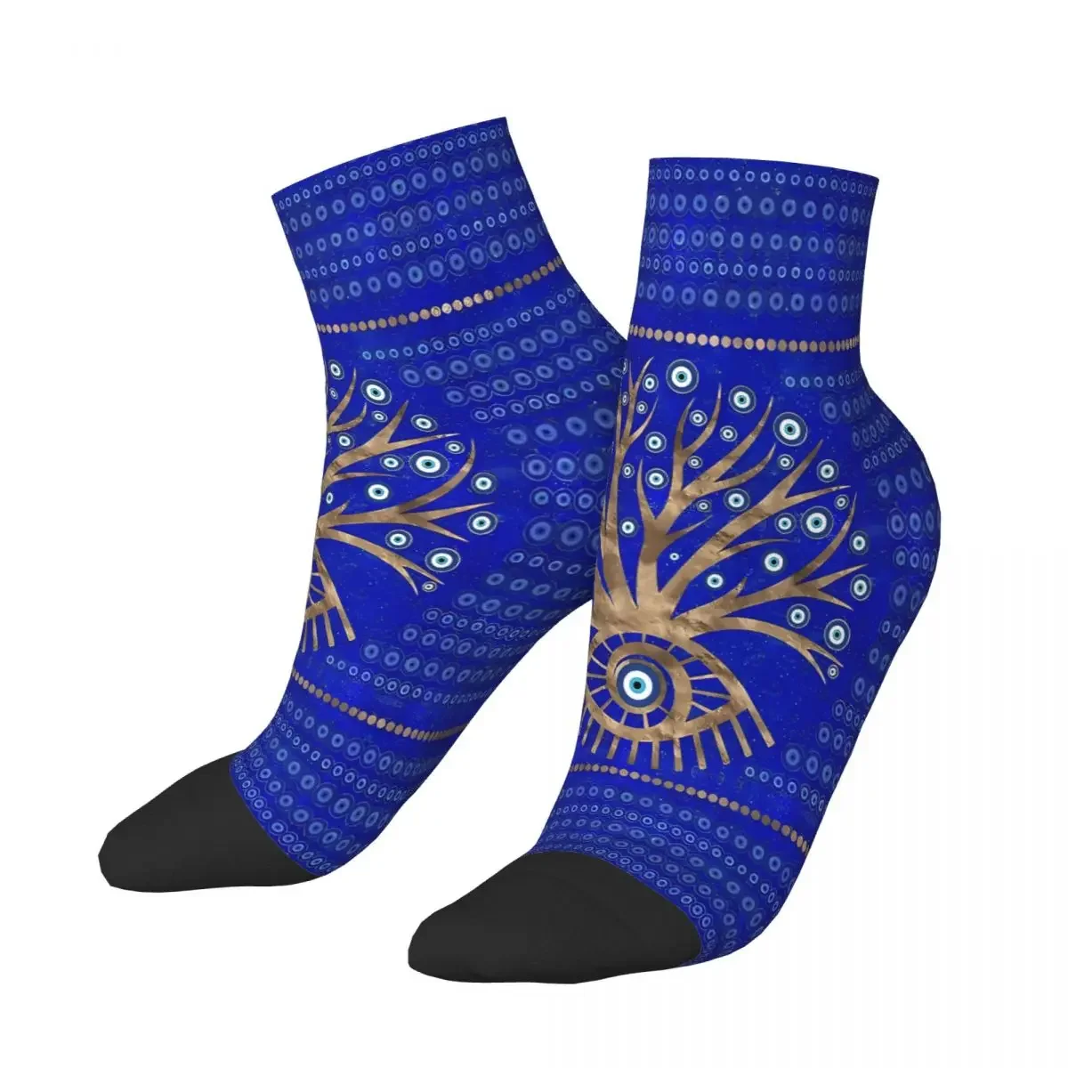 Greek Eye Tree Mati Mataki On Lapis Lazuli Evil Eye Ankle Socks Male Mens Women Autumn Stockings Hip Hop