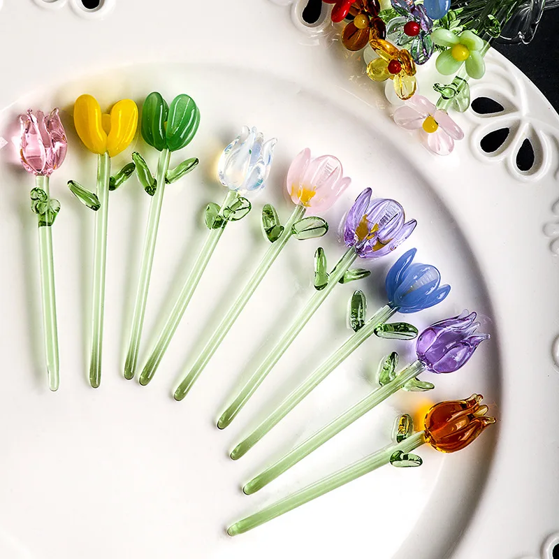 Cute Calla Lily Flower Glass Ornament Glass Sculpture Creative home  mini desktop decoration  ornament