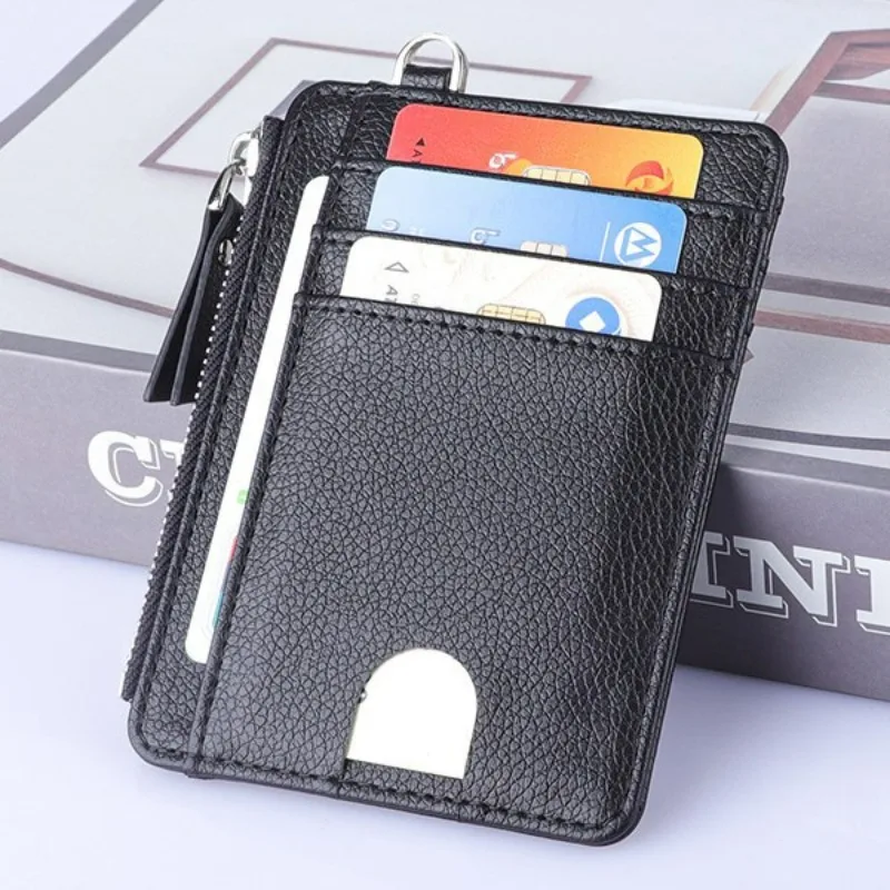 

New lychee pattern PU card case, ID card case, multi-functional card holder, small wallet, zipper coin purse