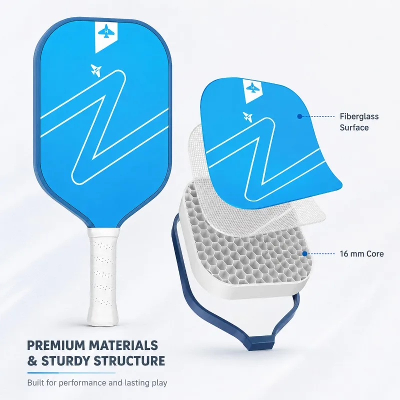 Fiberglass Pickleball Paddle Set 2 Paddles 4 Balls Carry Bag USA Pickleball Approved for Adults Beginners