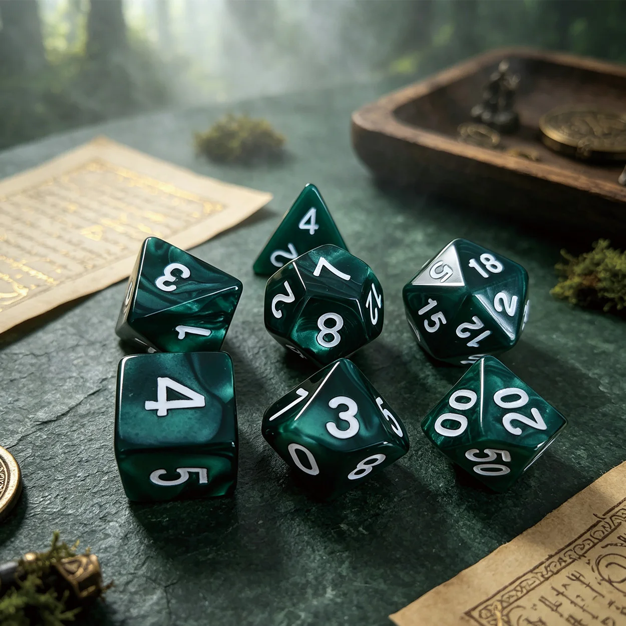 7Pcs/Set Polyhedral Marble Effect Dice Set for DND Game And RPG Board Games Ideal Gift