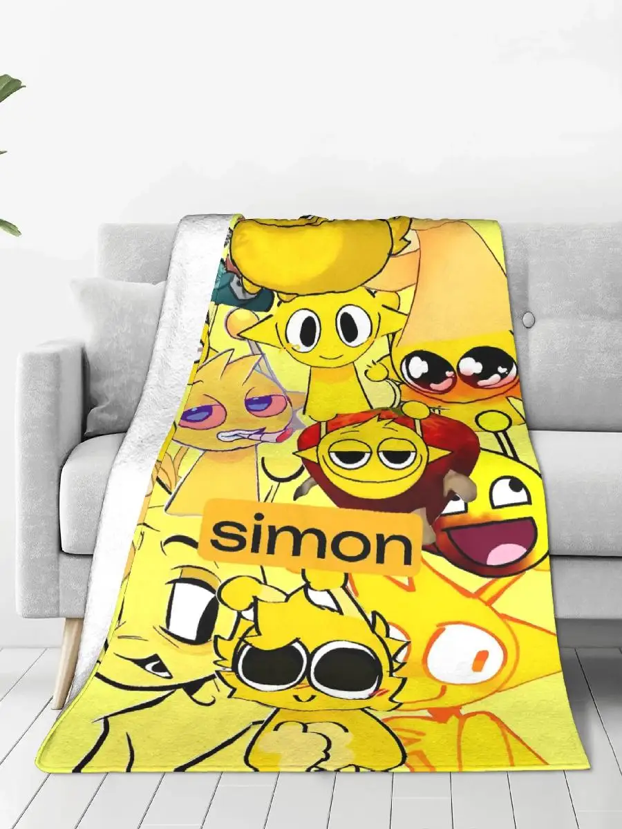 Colorful Game Theme Sprunki Printed Warm Plush Throw Blanket for Students Novelty Home Decor Flannel Bedspread Bed Cover