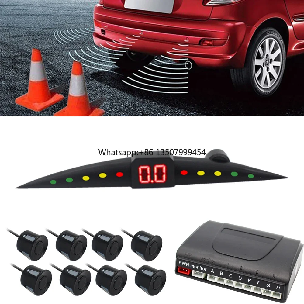 Car Reverse Parking Sensors 8 Parking Sensors Radar System LED Display for Car Front and Rear