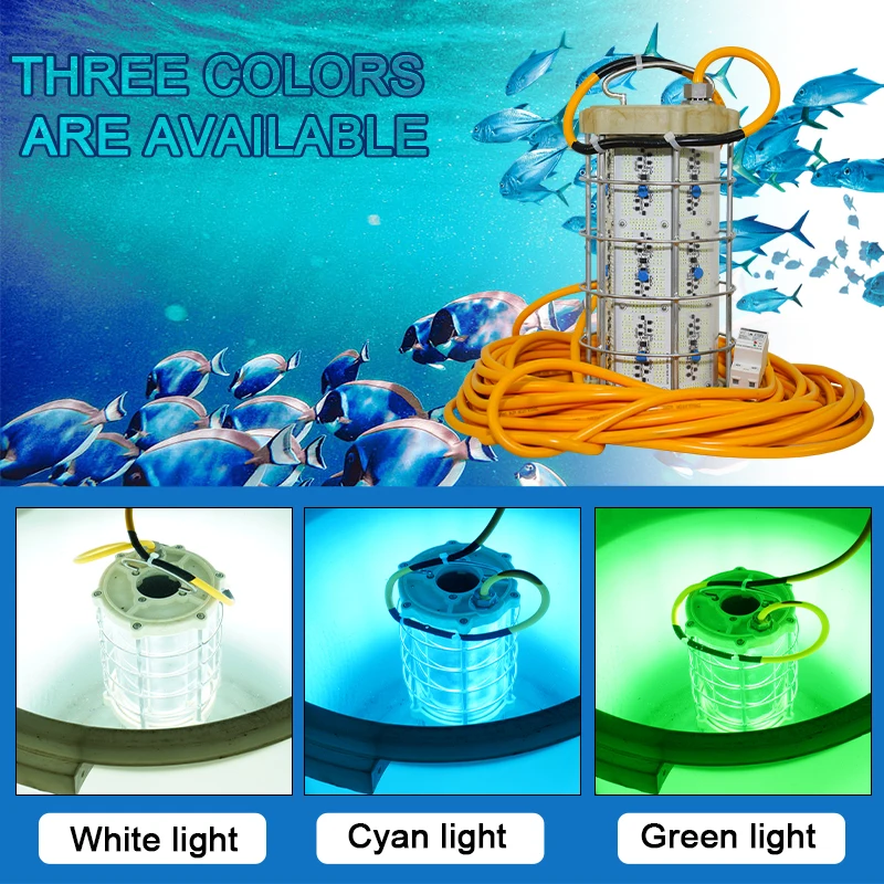 Attracting Fish Squid LED 2400W Underwater Fishing Lights Waterproof Underwater for Ocean Fish Catching