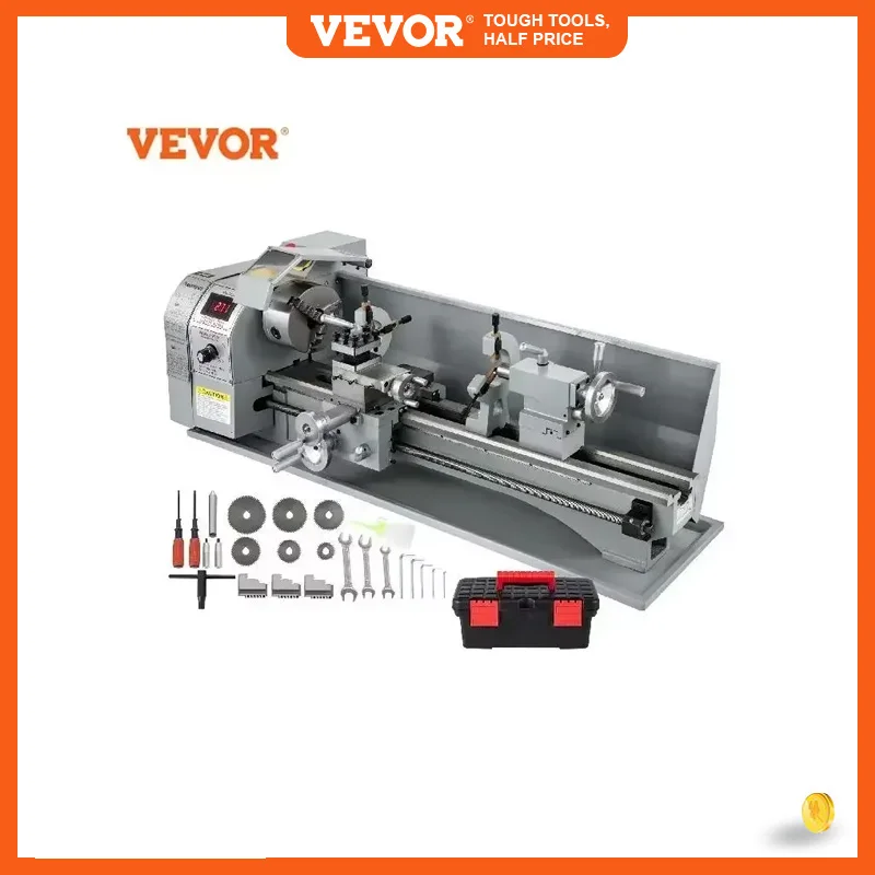 VEVOR Metal Mini Lathe Mini Metal Lathe Machine 220 X 750MM 750W Infinitely Variable Speed LED for Counter Face Turning