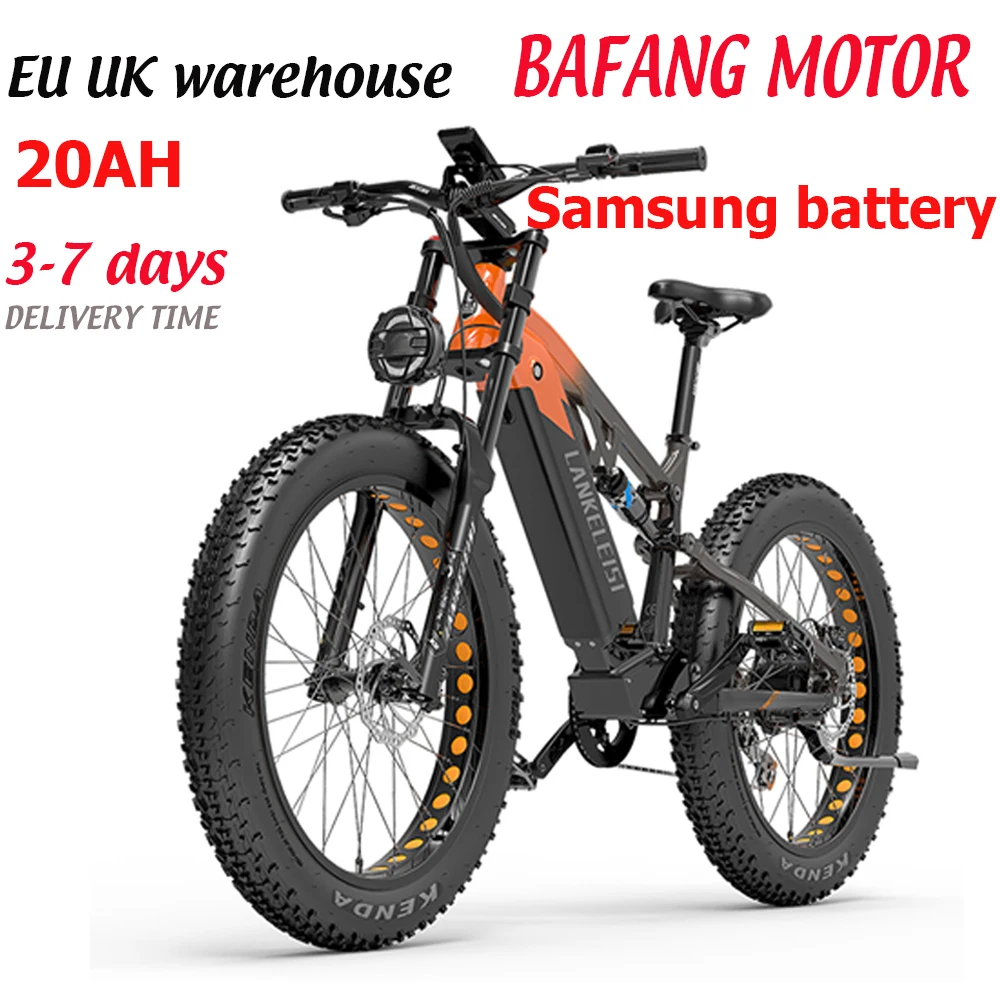 2024 Newest EU UK Stock Bafang Motor 26inch Fat Bicycle RV800 Plus Electric Mountain Bike Snow Tire Fiber Ebike Shoulder Shock