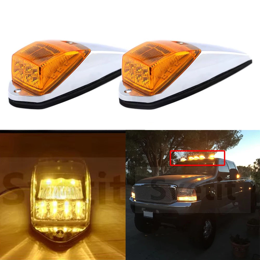 1Pair LED Cab Roof Marker Lights For Trucks 12V Trailer Clearance Lights  Pickup White Amber