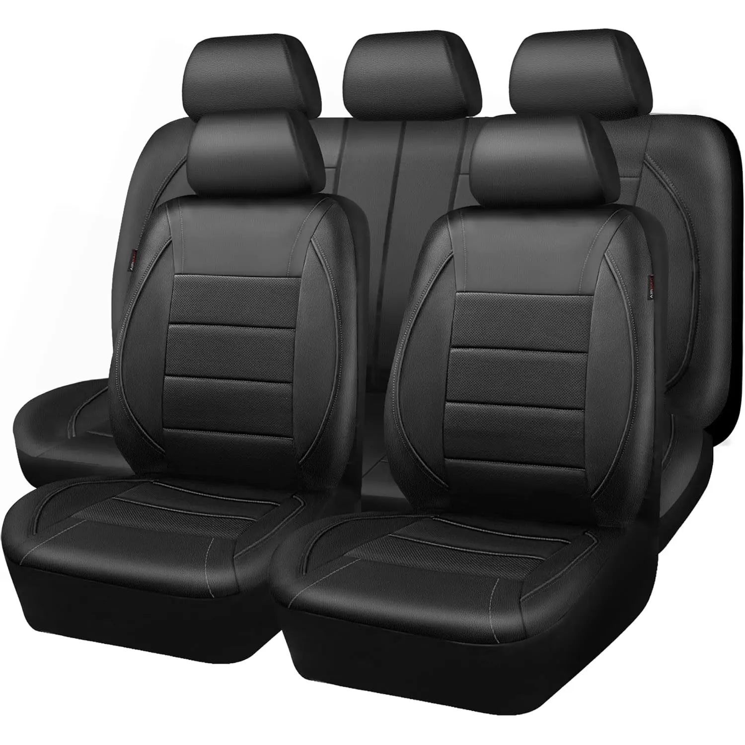Universal Leather Car Seat Covers Full Set Or Front Pair Simple Style Breathable for Most Vehicles