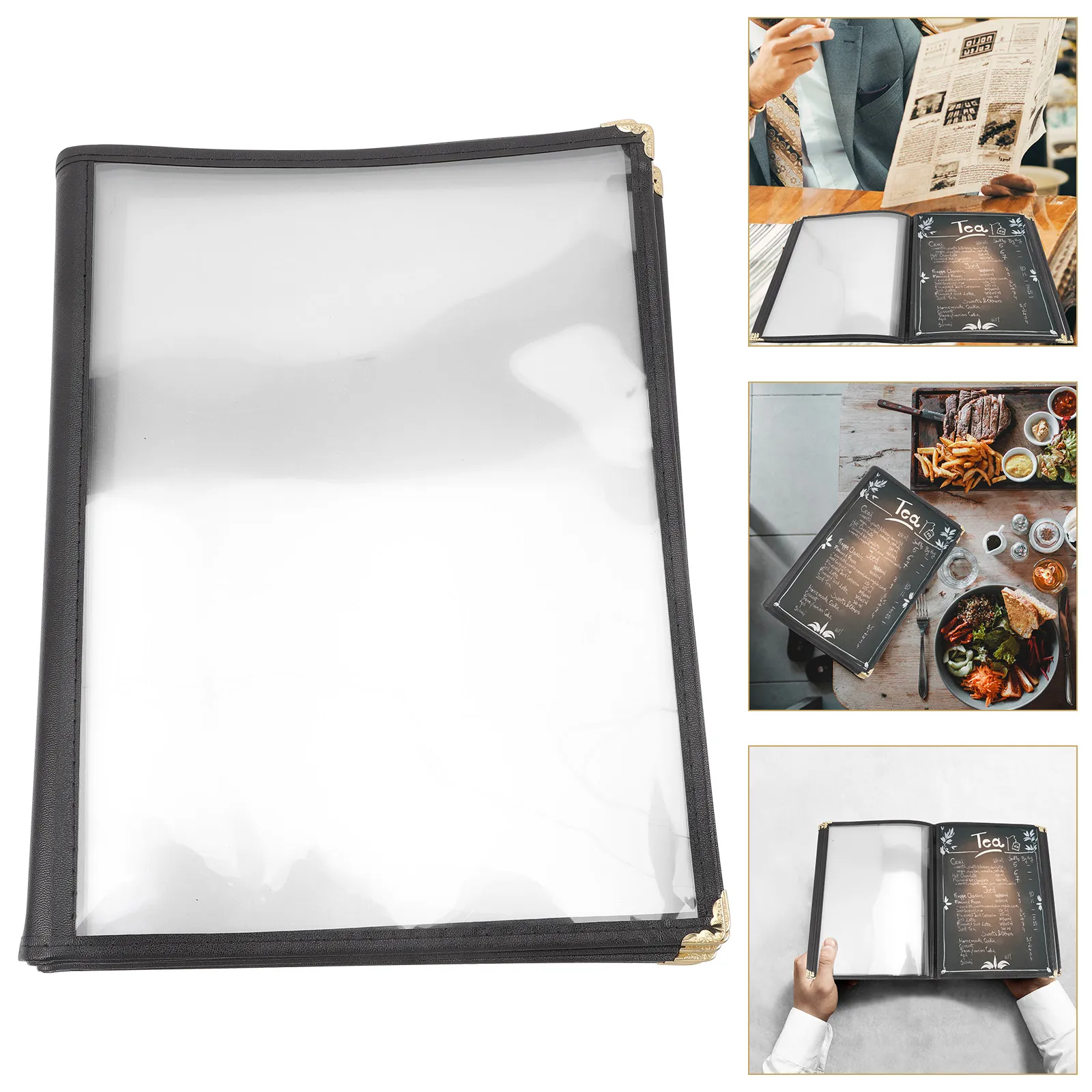 pvc-menu-cover-transparent-fold-style-menu-protector-for-restaurant-cafe-hotel-bar-price-list-insert-waterproof-oil-resistant