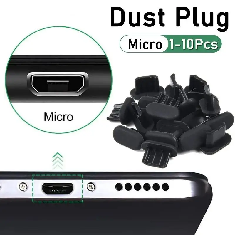 Micro-USB-Staubstecker (1–10 Stück) – weiche Silikon-Anti-Staub-Ladeanschlussabdeckung für Android-Handy/Laptop/Powerbank, präzise Größe