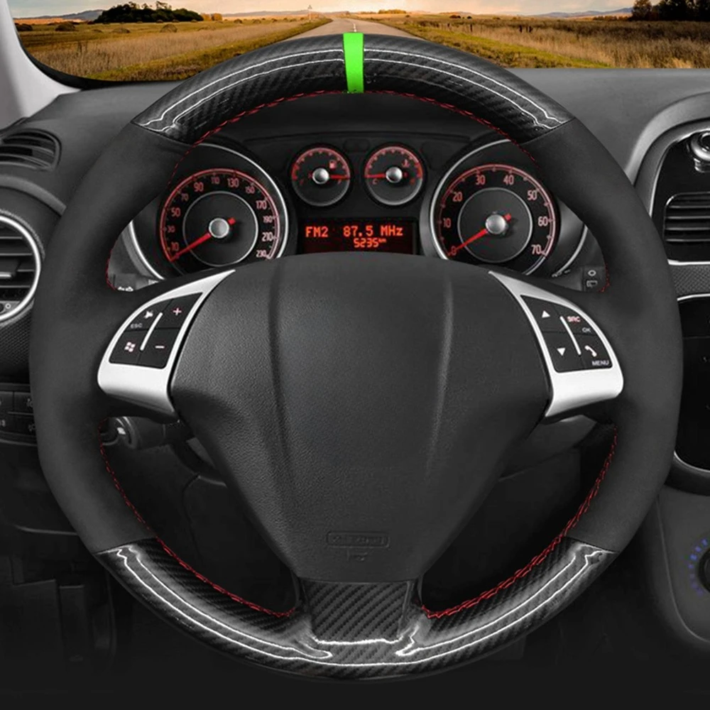 Carbon Fiber Black Suede Hand-stitched Car Steering Wheel Cover For Fiat Bravo 2007-2015 Doblo 2010-2015 Opel Combo 2012