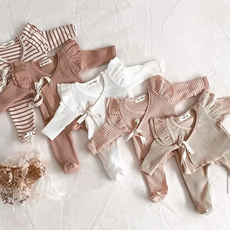 Conjunto de ropa de punto para niña recién nacida, Top y pantalones bonitos, traje de invierno, trajes para bebé, disfraz blanco