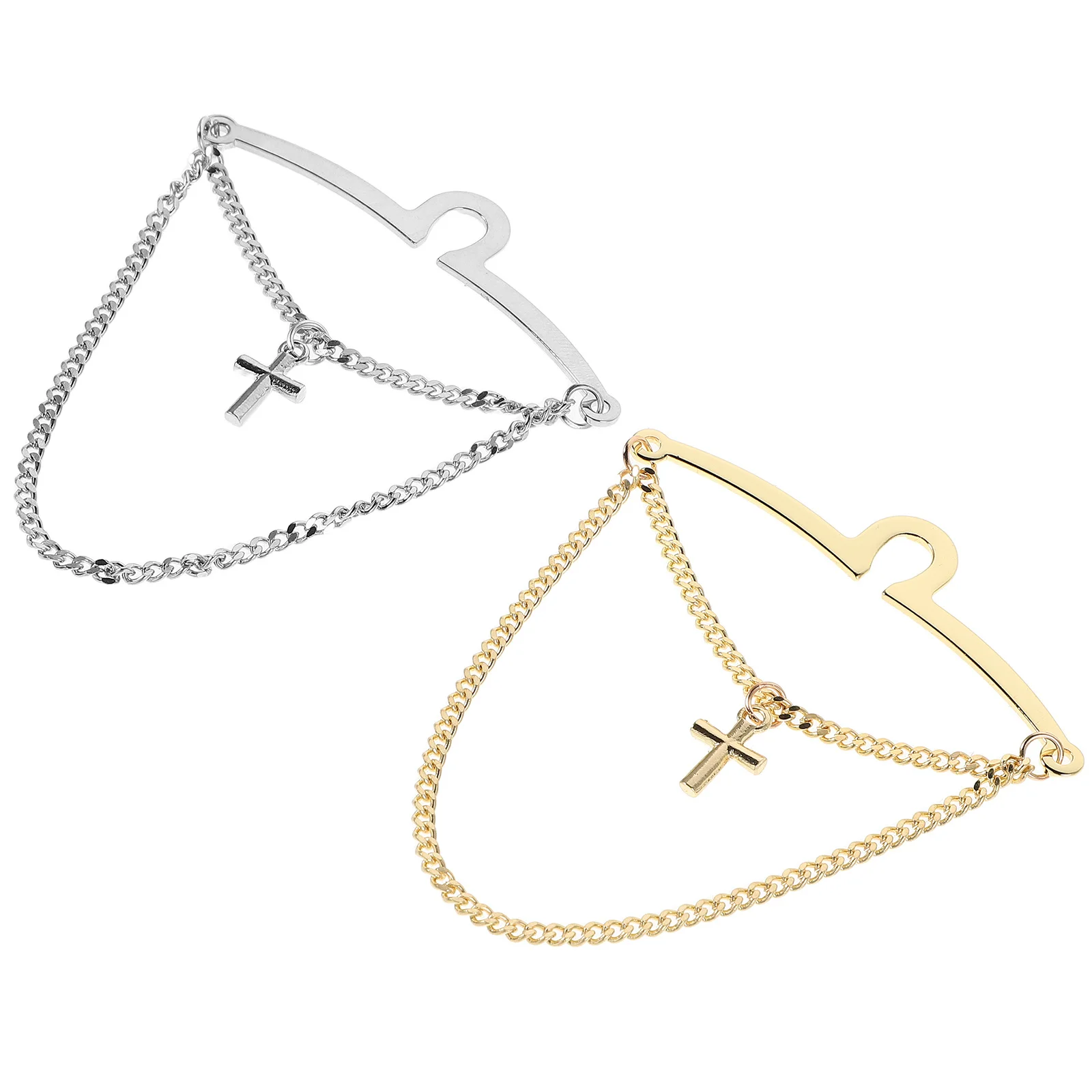 

2Pcs Stylish Copper Tie Chain Clips for Men Business Wedding Necktie Accessories Secure Chain Structure Tie Clip