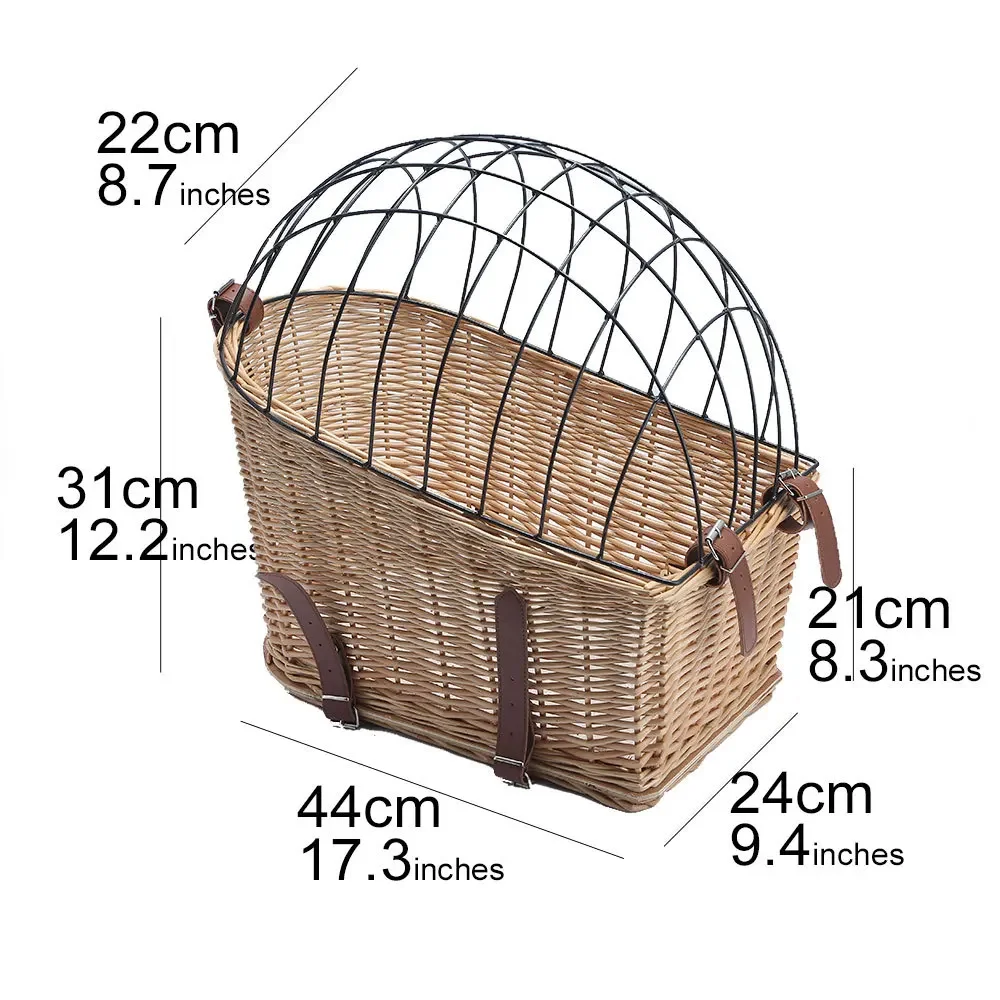 Bicycle dog walking artifact pet cage basket storage basket with iron lid dog cage storage basket