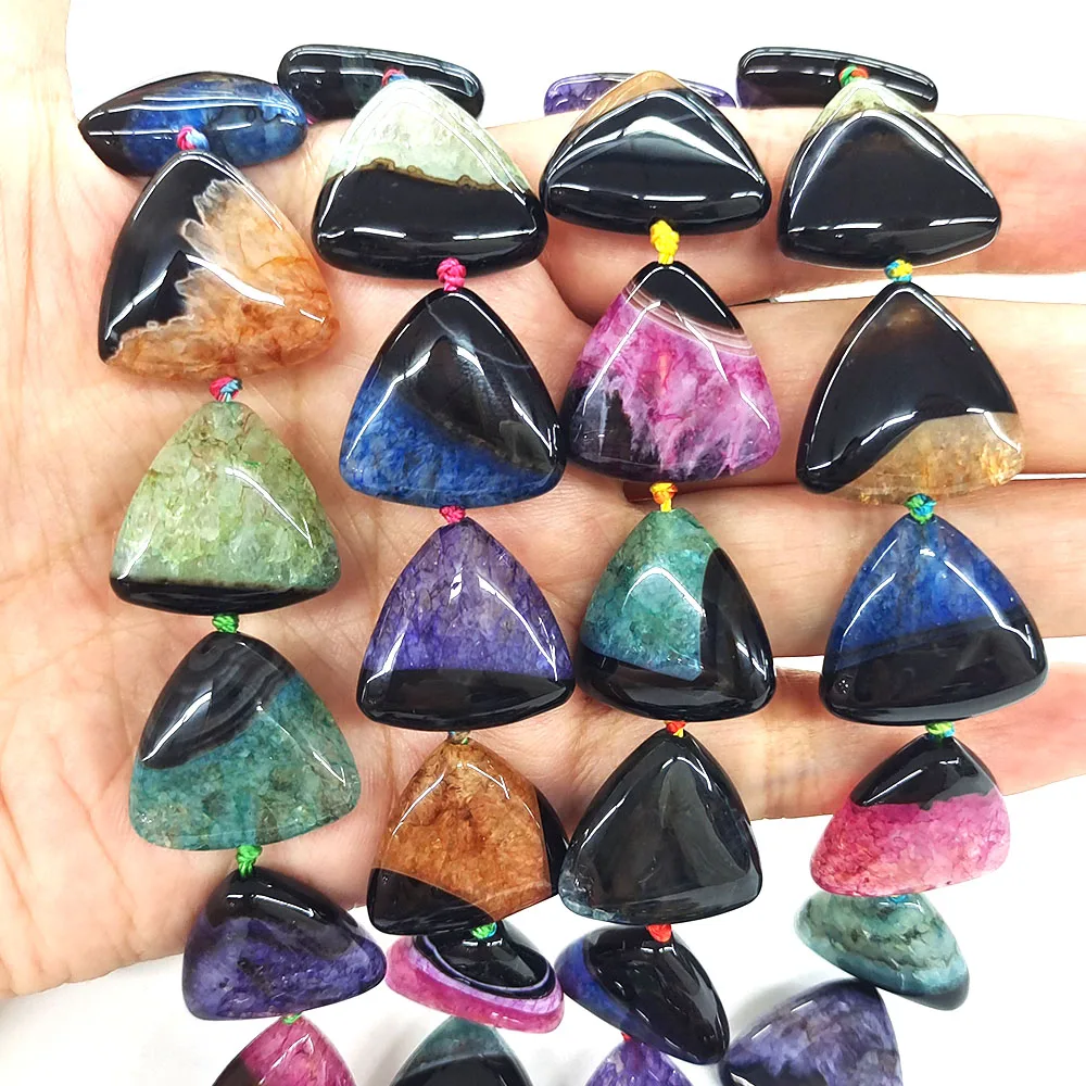 Multicolor Uruguayan Agate Beads Natural Stone Triangle Shape Gems Bead Healing Crystal for Jewelry Making DIY Bracelet Necklace
