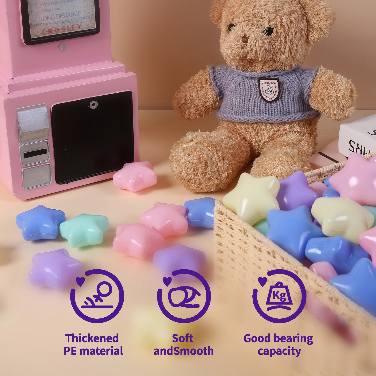 2.68 بوصة 50/100 قطعة رشاقته حجم صغير شكل نجمة لينة البلاستيك سحق برهان الكرة حفرة كرات للأطفال اللعب مع حقيبة التخزين