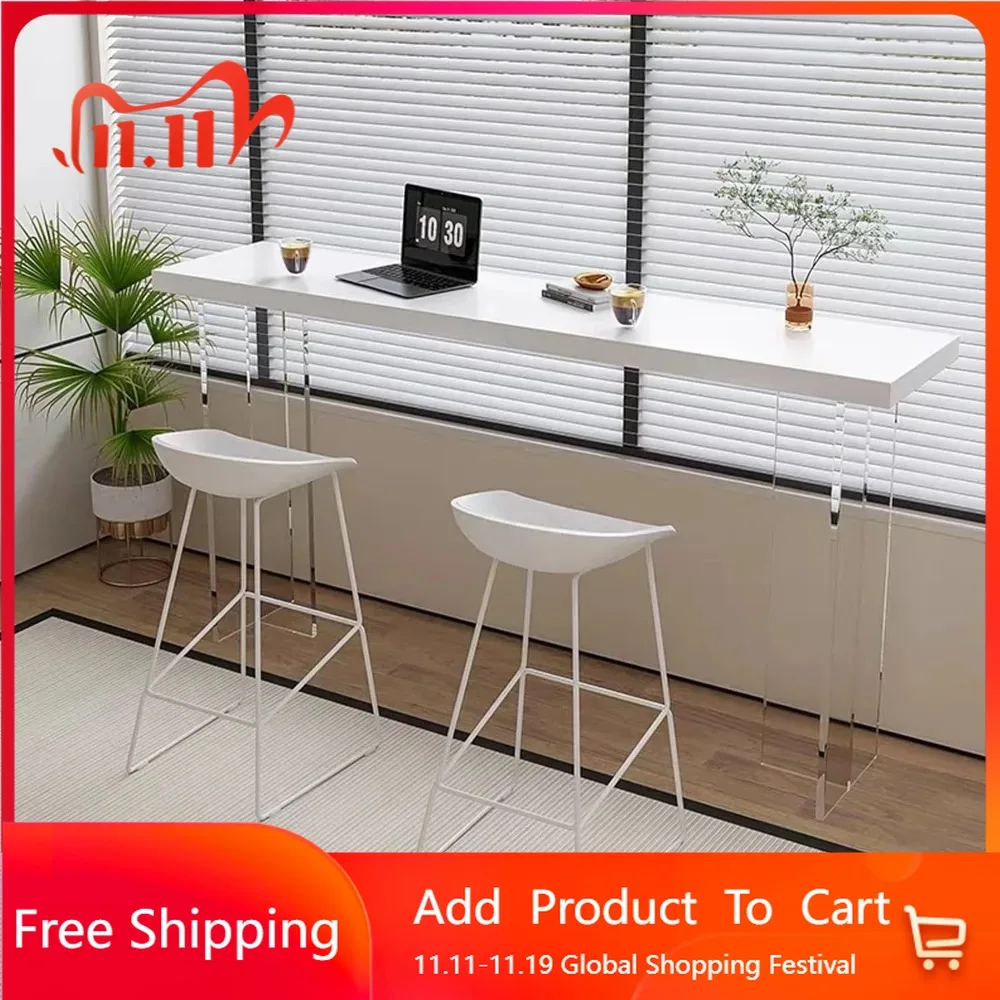 solid wood bar table tall narrow,Industrial Counter Height Kitchen Dining Table With acrylic base,Rectangular Outdoor