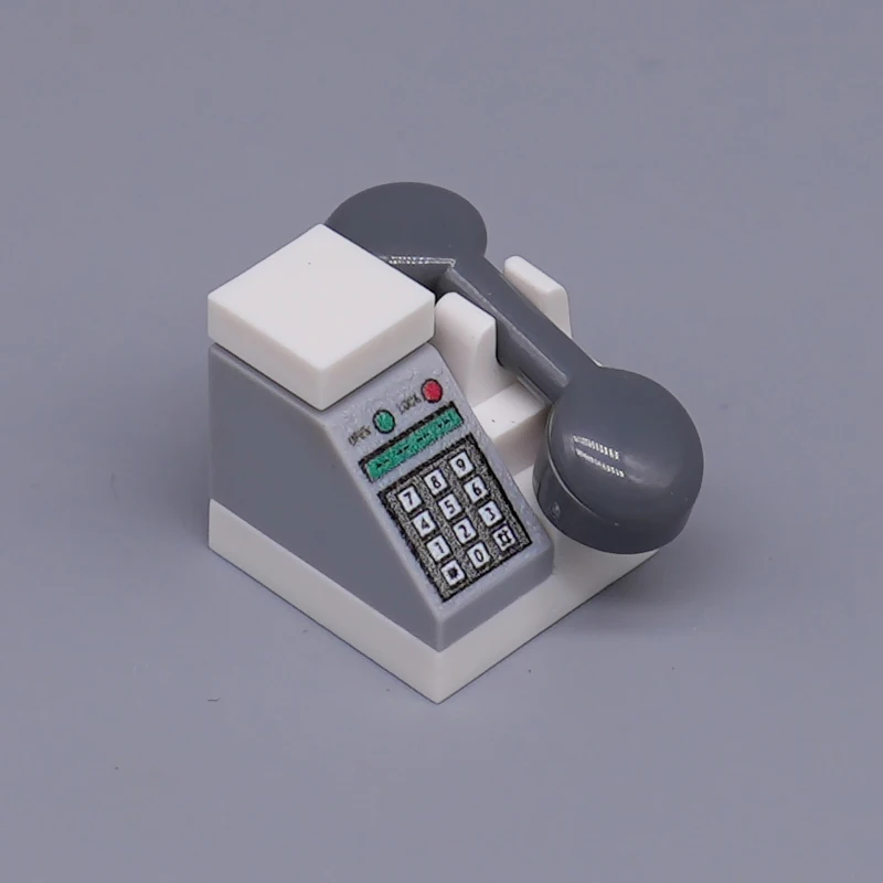 MOC Model Mini Telephone Building Blocks Gray Landline Printing Parts DIY Bricks Scene Minifigs Item Accessory Toys for Children