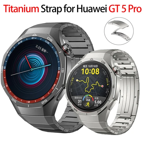 Correa de aleación de titanio de lujo sin huecos para Huawei Watch GT 5 Pro, pulsera de Metal para Huawei Watch GT 5 Pro, banda de negocios de estilo masculino