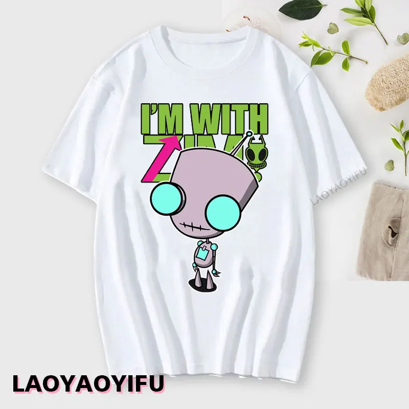 Anime Invader Zim Invader Gir Graphic Tshirt  Zim Image Cartoon T Shirt Men Women Cotton Tee Shirt Fashion Shirt Streetwear Tops