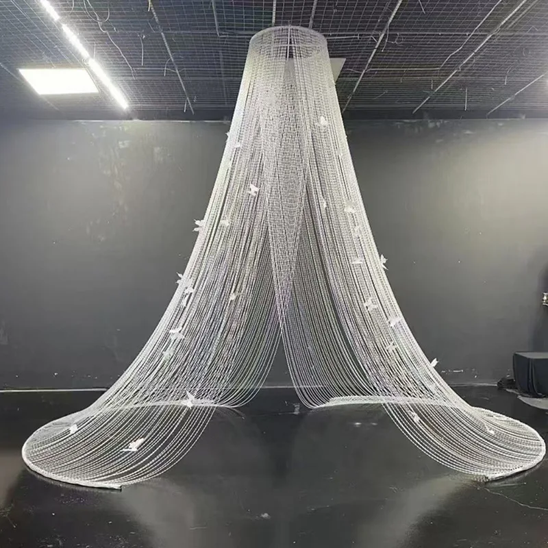 Wedding hall ceiling decoration butterfly dream acrylic earth bead curtain pendant stage background road guide curtain