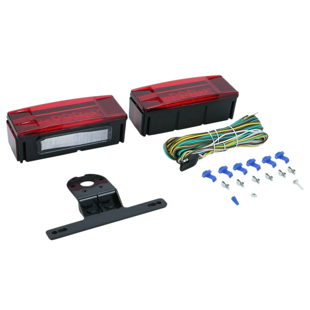 Kit de luz trasera de remolque sumergible LED, debajo de 80 pulgadas, remolque de barco con cable y soporte