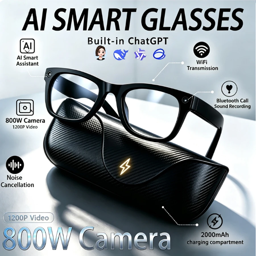 MT5-mini MT5-mini Smart Glasses 800W HD Camera 1200P Video Recording Large Model Audio&Video Online Audio Call Translation Smart Glasses - Aliexpress Deal