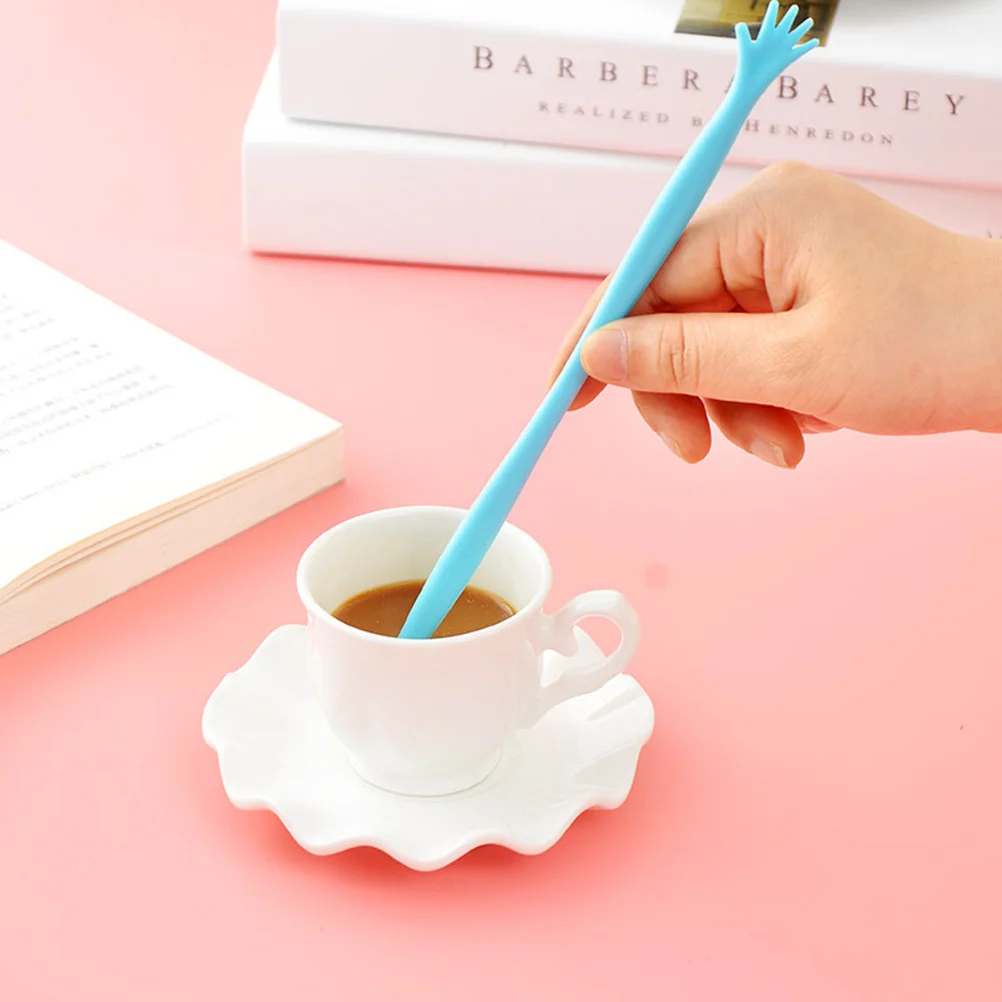 

5 pcs Plastic Palm Shape Beverage Stirrers Reusable Drink Mixers For Coffee Juice Wine Cocktail Decoration Home Bar Use