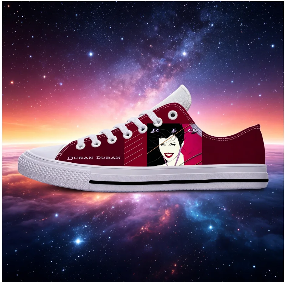 

Duran Retro Album Low Top Custom Sneakers, Nostalgic Music Print Indoor Outdoor Shoes