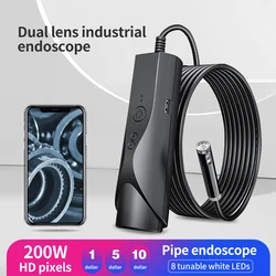 Endoscope4.5inch industrial ips dupla lens2.0mp mini câmera de inspeção de drenagem ip68 à prova dwaterproof água 8 led sem fio wi-fi