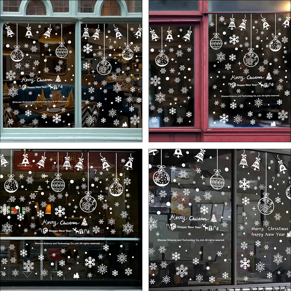 

Merry Christmas Stickers Snowflake Static Decal Decorations Electrostatic Window Cling