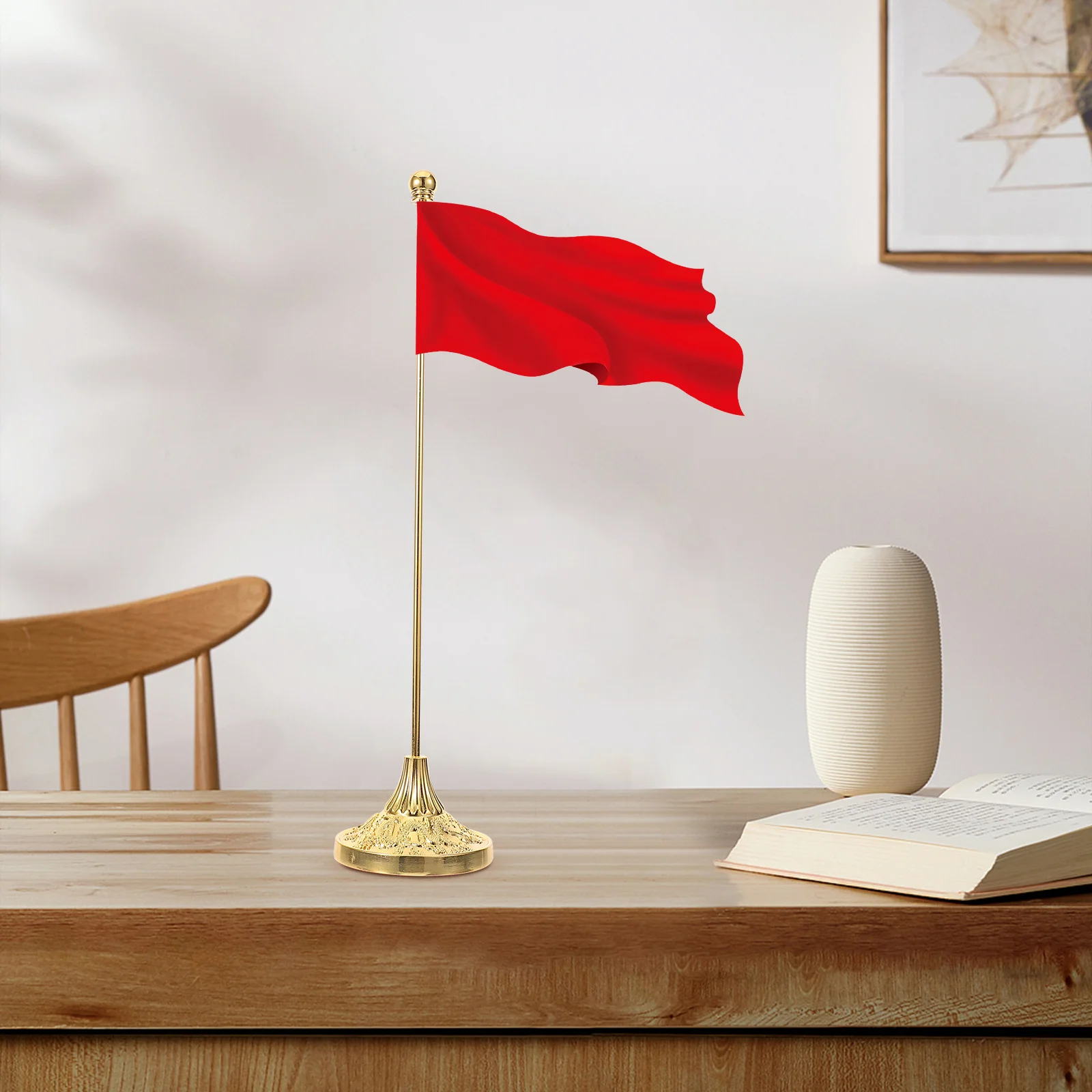 

1pcs Holder Desktop Flag Base Stable Flagpole Office Home Desk Flag Holder Decor Table Stand Advertising Bracket