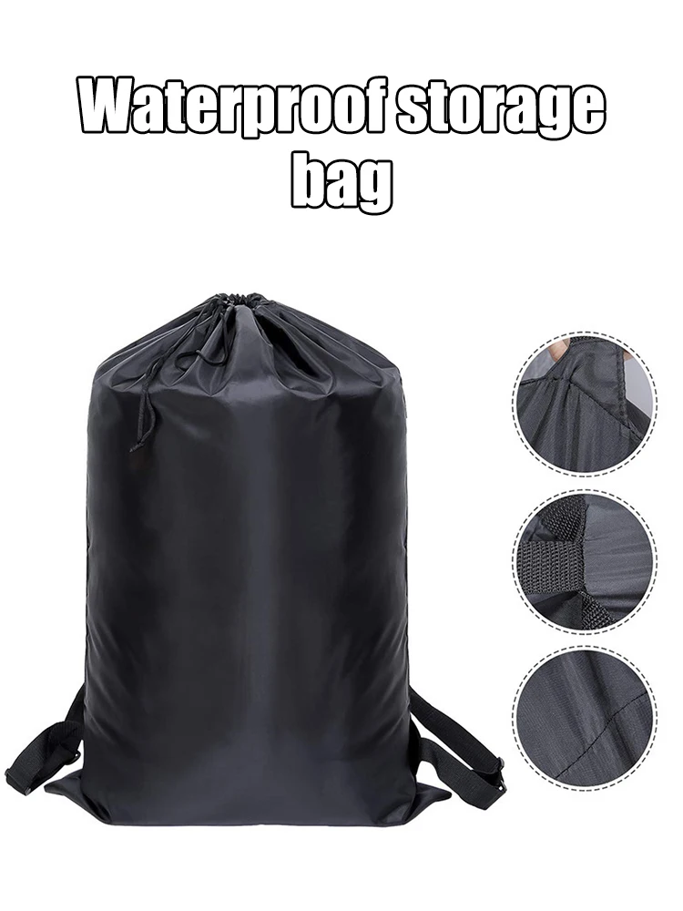 Faltbarer Wäscherei-Rucksack – Organizer für schmutzige Kleidung mit großem Fassungsvermögen für Reisen, Wohnheim und Fitnessstudio – beständiges Polyester, Kordelzug – Detail 2