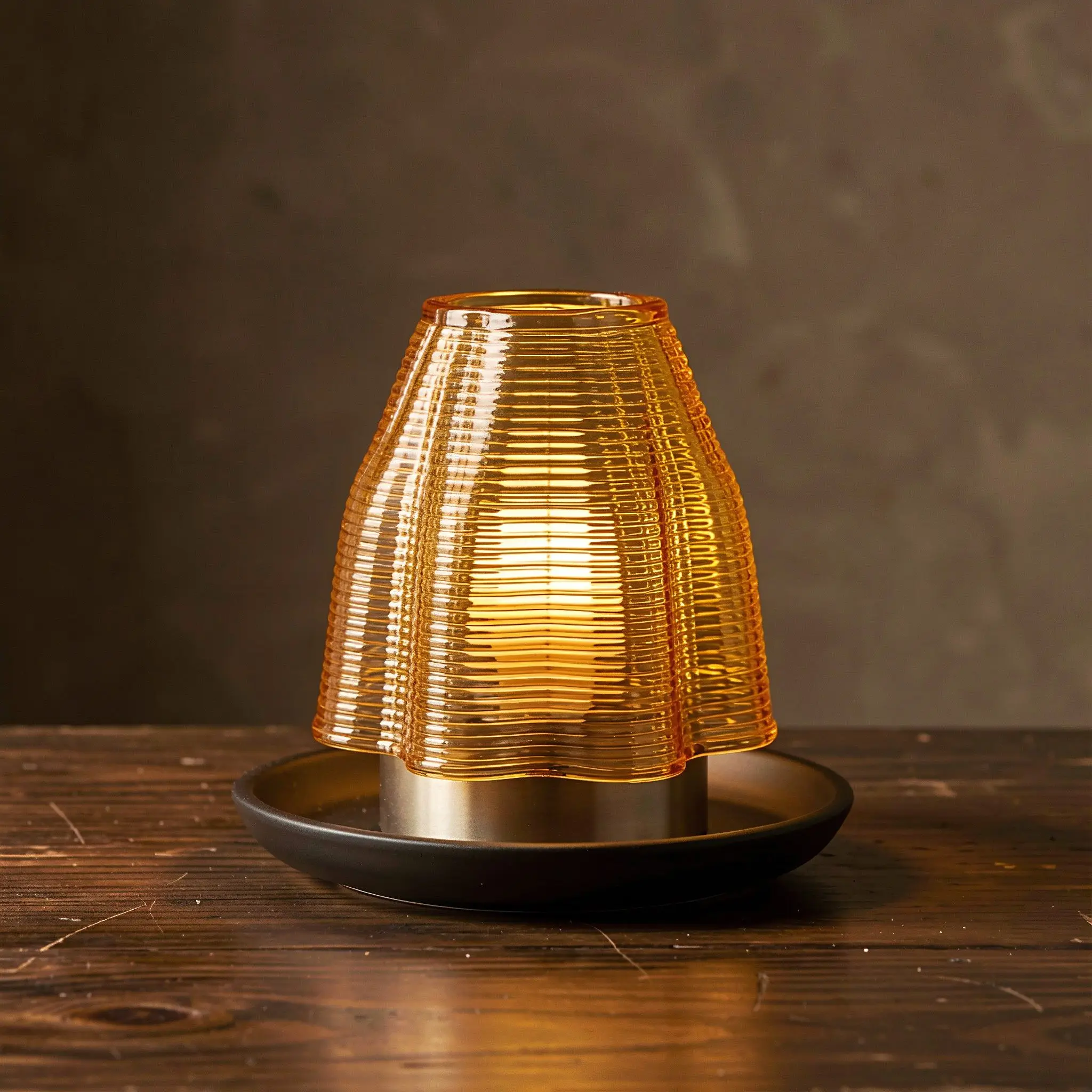Rustic Amber Glass Pendant Lamp Shade 3.93h 4.32d Retro Wave Pattern Mini Ceiling Light Shade Replacement Sconce Cover
