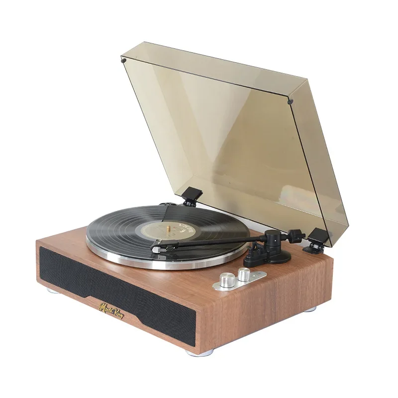 Wooden Vinyl  Bluetooth Record Player With AT3600L Moving Coil Cartridge Vintage Turntable Portable Vintage Stereo Record Player