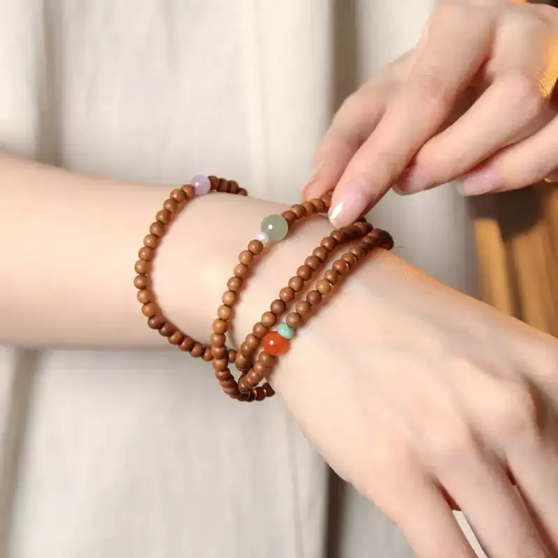 Eaglewood Bracelets with South Red Turquoise, Hetian Jade & Sandalwood Beads: For Men, Women, Gifting & Play