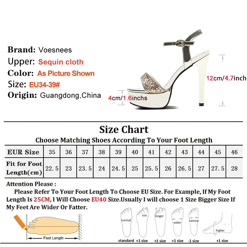 Gold Buckle Strap Summer Party High Heels 12CM Women Platform Wedding Sandals Elegant Style Sequin Female Shoes Sandalies Mujer