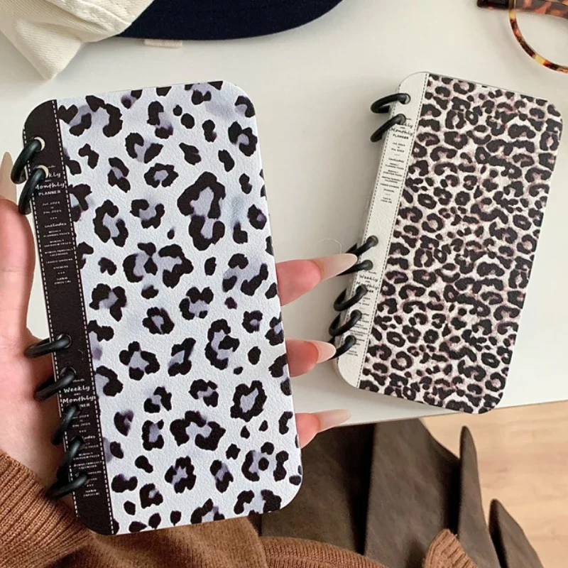 

Luxury leopard pattern Flip Notebook Phone Case For apple iPhone 16 15 14 13 Pro Max 15promax leather Cover Protective silicone