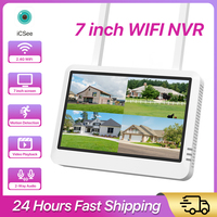 NVR Recorder Wireless Security 7-inch Screen 6MP/8CH Camera WIFI System Monitor Support Human Detection Audio iCSee