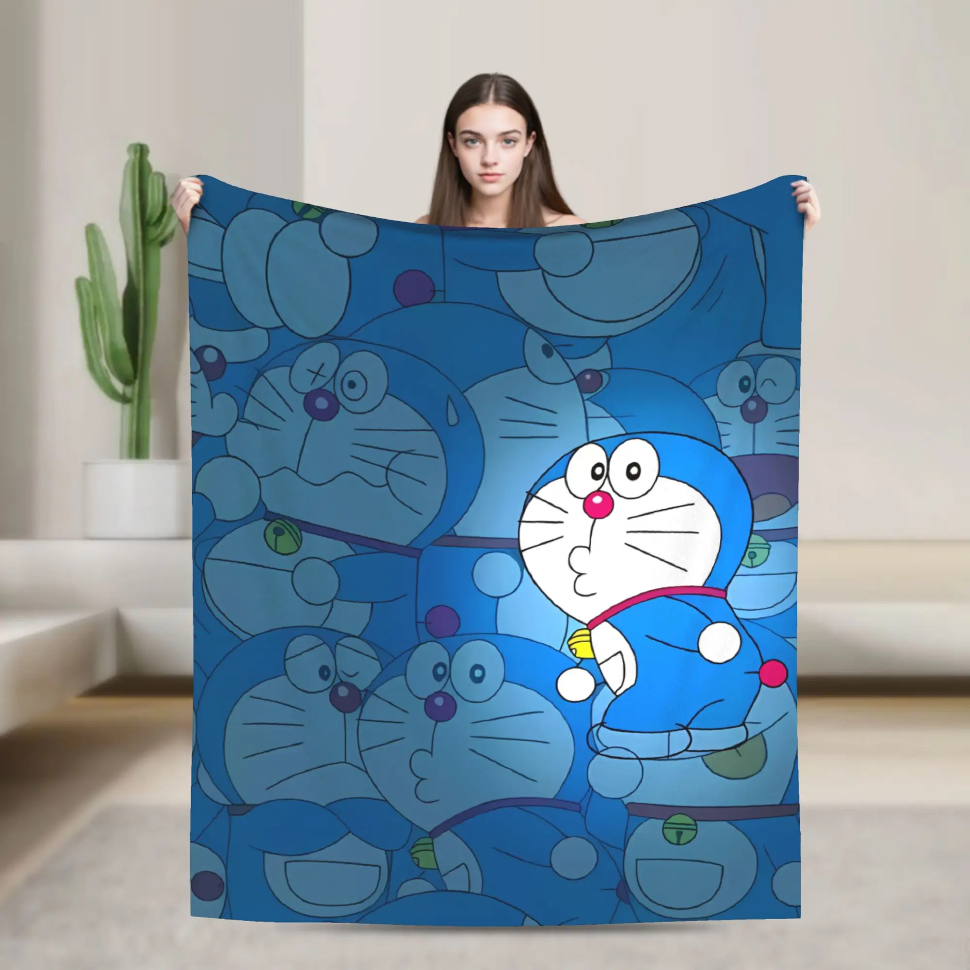 Doraemons Super Warm Blanket  Picnic Plush Throw Blanket Fluffy Couch Chair Flannel Bedspread Sofa Bed Cover