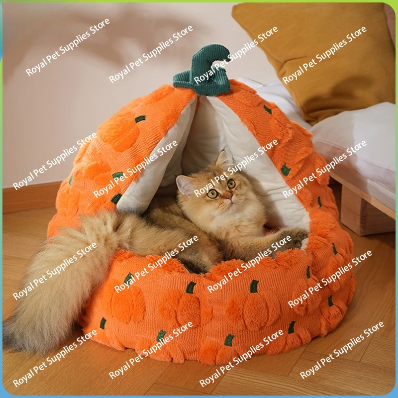 Cat Nest Winter Warmth, Dog Kennel Cat Windproof Sleeping Closed Pet House Dismantling and Washing Cushions