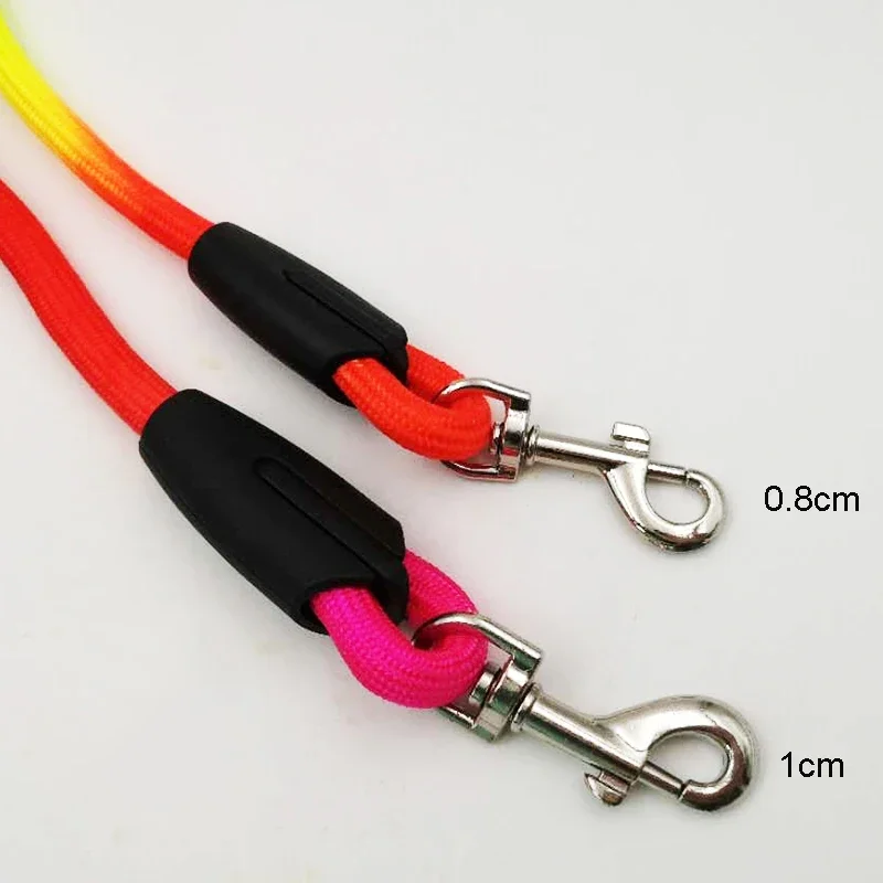 0.8cm/1cm Rainbow Color Weave Nylon Belt Pet Dog Traction Rope Round Training Walking Leading Fashion Leashes Strap Belt Rope