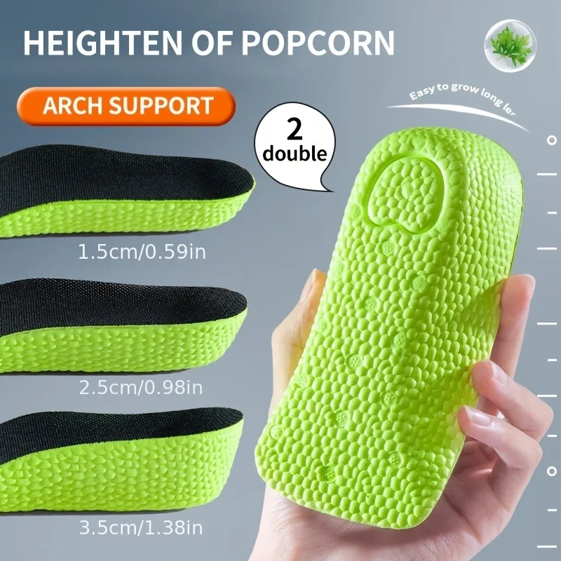 Memory Foam Height Increase Insoles for Men Women Shoes Flat Feet Arch Support Orthopedic Insoles Sneakers Heel Lift Shoe Pads
