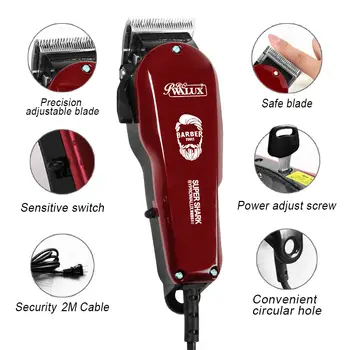 WALUX Profesionální zastřihovač vlasů AC220-240V 10W Výkonný zastřihovač vlasů Domácí holicí strojek pro muže 2M kabel Stříhací strojek na vlasy 8 ochranných hřebenů 10 nejlepší prodej profesionální zastřihovač vlasů - №5