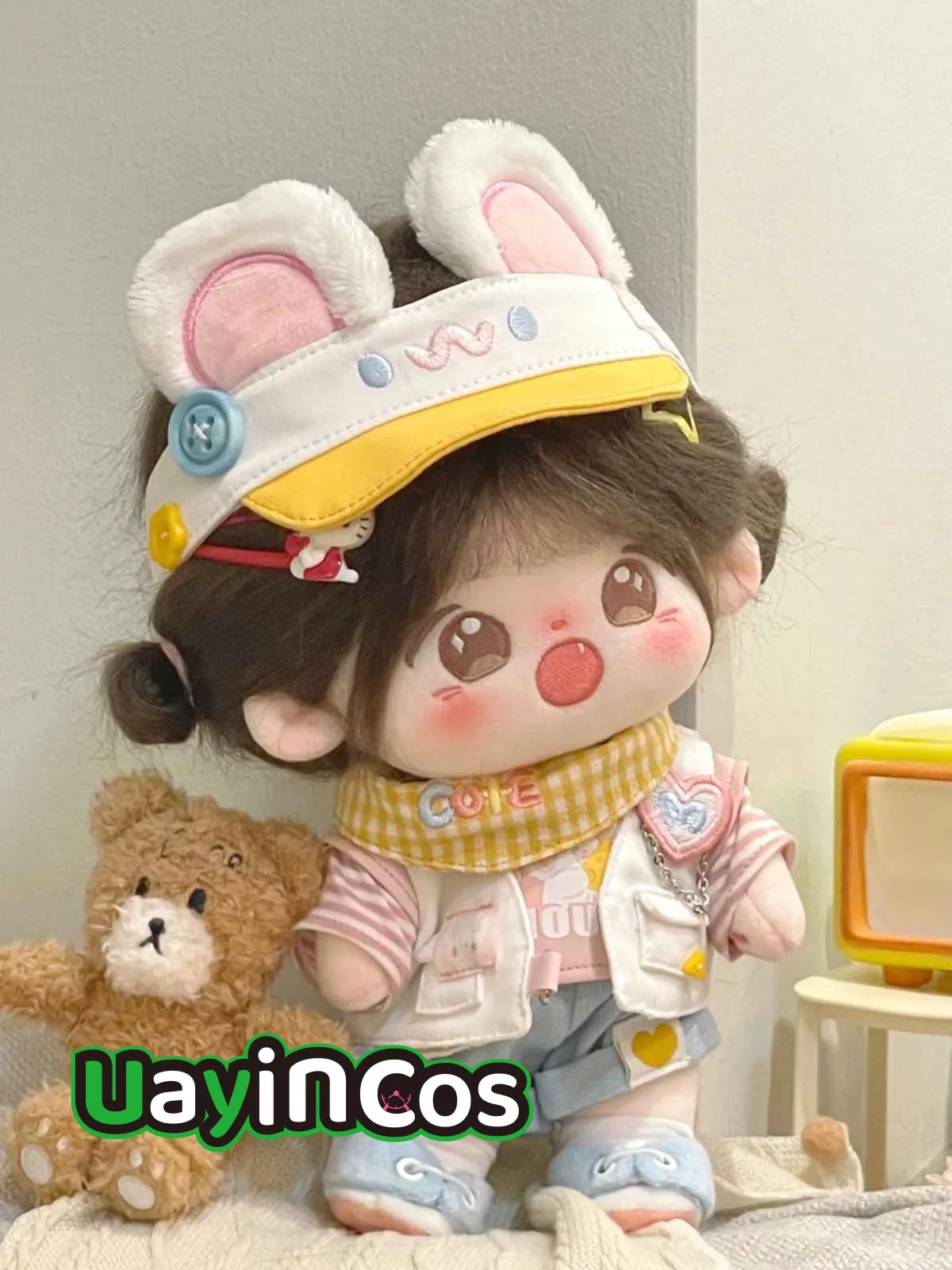 20cm Doll Clothes  Outing Trip Mouse Pants Waistcoat  Shoe Hat Suit Stuffed Plushies Plush Doll Accessories Anime Toy Kids Gifts