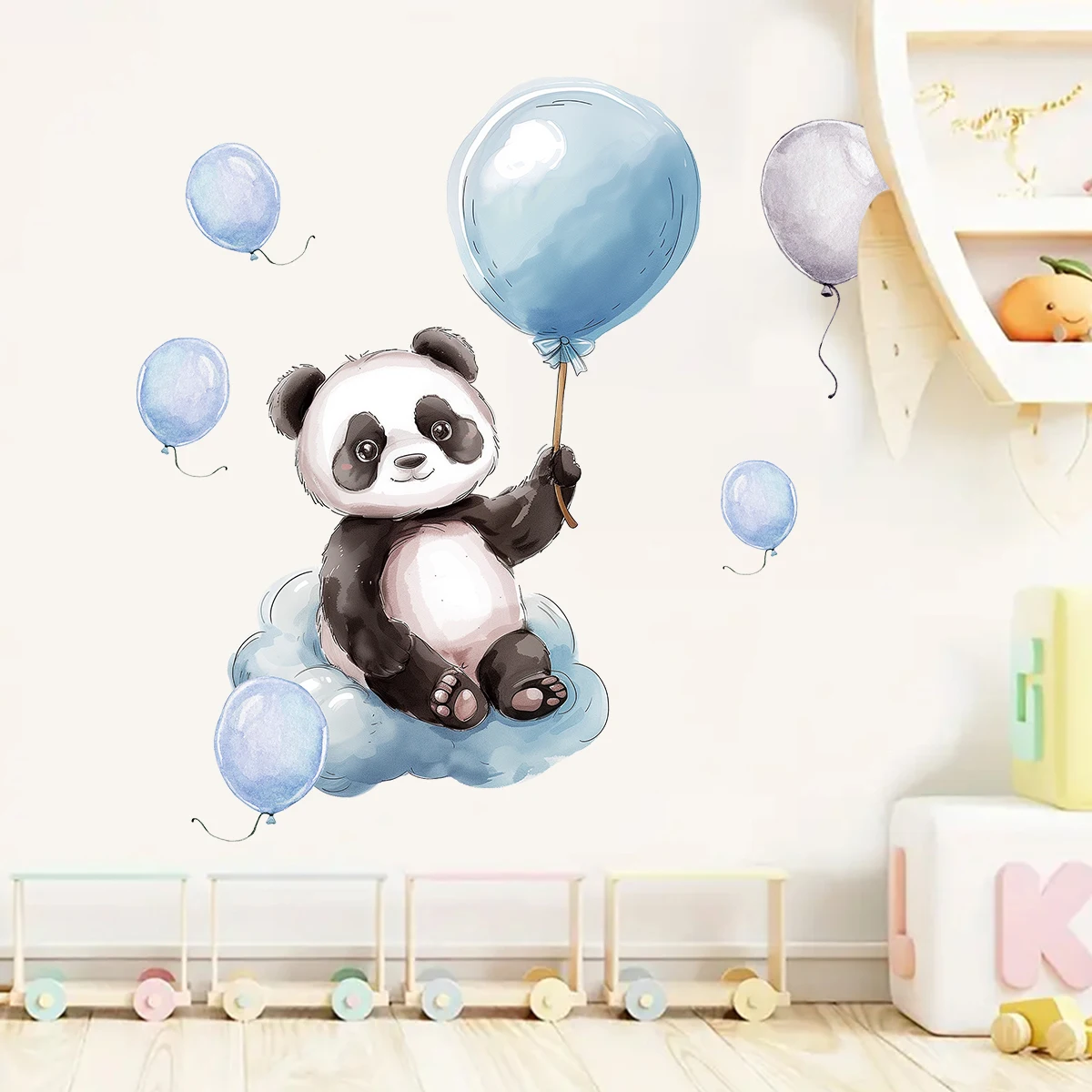 Cartoon Cloud Balloon Panda Wall Stickers for Kids Room Home Decor Accessories Living Room Bedroom Decoration Wall Decals view 4